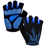 MOREOK Cycling Gloves Bike Gloves-[5MM Shock-Absorbing SBR Gel] [Full Palm Protection][Ultra Ventilated] Bicycle Gloves-for Cycling,Training,Workout,Sports-for Men/Women Blue-M