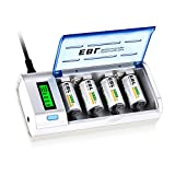 EBL 906 Smart Charger for AA AAA C D 9V Rechargeable Batteries with 4 Pieces 5000mAh C Rechargeable Batteries