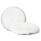 INZOEY Wool Polishing Pad 5 Inches Soft Sheepskin Buffing Pads with Hook and Loop Back Wool Cutting Pad for Car, Furniture, Glass and So On (Pack of 2)