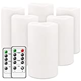 salipt Flameless Candles, LED Flickering Candles Set of 6 (H 6" xD 3") Battery Operated Candles,Waterproof Flameless Candles, Resin Plastic, Indoor Outdoor Use,White