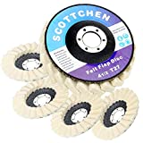 SCOTTCHEN Felt Flap Disc Abrasives 4-1/2" x 7/8" Arbor Buffing Polishing Wheel for Angle Grinder - 5 Pack