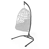 LAZZO Hammock Chair Stand, Indoor Outdoor C-Type Hanging Chair Stand, Heavy Duty Steel Solid Hammock Rack Stand for Hanging Chair,Loungers,Air Porch, Patio, Swing,Deck,Yard, 250lbs Capacity