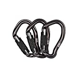 LAZZO 3 Pack Twist Lock Climbing Carabiner Clips, Auto Locking and Heavy Duty, Perfect for Climbing and Rappelling, Carabiner Dog Leash, D Shaped 4.21 Inch, Large Size,Black