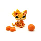 Pet Shops Littlest Yellow Tiger Cat Kitten Kitty LPS #1451 4 Accessories