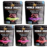 Noble Jerky  Vegan, Vegetarian, Plant Based Snack, Variety Pack, 2.47 oz Bags ( 5 Bags ), BBQ, Teriyaki, Chipotle, Original and Hickory, Non GMO