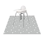 Splat Mat for Under High Chair/Arts/Crafts, WOMUMON Washable Baby Spill Mat Waterproof Anti-slip Floor Splash Mat, Portable Play Mat and Table Cloth (Star, 51")