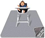 Splat Mat for Under High Chair - Splash Mat | Large 51" x 46" Size | Washable & Water Resistant | Avoid Messes | Multiple Uses | Easy to Wipe | Quick Drying - Comes w/ Carrying case for Floor & Table