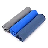 Fuguan Gym Towels, 3 Pack Microfiber Camping Towel Sets Outdoor/Indoor,Fast Drying & Absorbent Workout Sweat Towels for Fitness,Yoga,Golf,Running,Rock Climbing and Camping