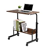 GAJOO Mobile Side Table Mobile Laptop Desk Cart 23.6 Inches Tray Table Adjustable Sofa Side Bed Table Portable Desk with Wheels Student Laptop Desk (Coffee)