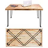 SLEEKFORM Folding Desk Lightweight Portable Wood Table 47"x 24" | Small Wooden Foldable Workstation for Study Writing Computer PC Laptop | Industrial Rustic & Metal Hairpin Legs | No Assembly Required