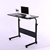 Fancasa Laptop Cart 31.5" Mobile Table Movable Portable Adjustable Notebook Computer Stand with Wheels (Black)