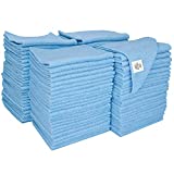 S&T INC. Microfiber Cleaning Cloths Reusable and Lint-Free Towels for Home, Kitchen and Auto, 11.5" x 11.5", 100 Pack, Light Blue