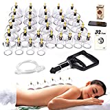 Cupping Therapy Set,32 Therapy Cups Cupping Set with Pump, Professional Chinese Acupoint Cupping Therapy Sets Hijama for Cupping Massage, Muscle&Joints