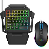 EQEOVGA K50L One Hand Gaming Keyboard and Mouse Combo, 35 Keys Wired Mechanical Feel RGB Backlit Half Keyboard and Mouse Gaming, Support Wrist Rest, USB Wired Gaming Mouse for Gaming