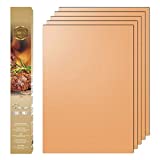 Aoocan Copper Grill Mat - Set of 5 Heavy Duty BBQ Grill Mats Non Stick, BBQ Grill & Baking Mats - Reusable, Easy to Clean Barbecue Grilling Accessories - Extended Warranty