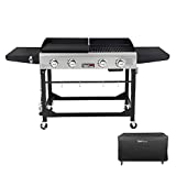 Royal Gourmet GD401C 4-Burner Portable Propane Flat Top Gas Grill and Griddle Combo, Black