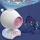 White Noise Sound Machine, Portable Crib Toy Sleep Therapy Soother for Baby Kid Infant, 20 Soothing Lullaby/Ceiling Projection/Night Light/Auto-Off Timer/Headphone Jack, Music Sound Spa Bedroom Decor