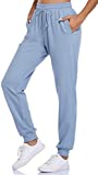 Fulbelle Workout Pants for Women Running Yoga Sweatpants with Pockets Joggers Soft Stretchy Pajamas Lounge Wear High Waisted Active Cozy Capri Leggings Fall Winter Blue Medium