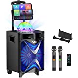 Karaoke Machine for Adults & Kids, VeGue Bluetooth PA Speaker System with 2 Wireless Microphones, Disco Ball, 10'' Subwoofer, Karaoke Singing Machine for Home Karaoke, Singing Party, Church (VS-1088)