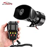 ALAVENTE Car Siren Horn 100 Watt 5 Tone Sound Siren Horn with Mic PA Speaker System Universal Fit for Car Vehicle Van Truck Motorcycle Moped