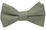 Mens Solid Linen Self Tie Bow Ties - Classic Butterfly Bowties - Wedding Formal Bowtie (Sage Green)