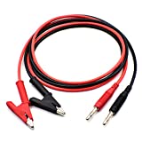 2Pcs 4mm Banana Plug to Alligator Clip Test Lead Wire Cable Set 14AWG for Multimeter Oscilloscope 3 Feet