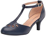 Bellmora Women's Jamie-01 Vintage Round Toe T-Strap Mary Jane Costume Dress High Heel Swing Shoe with Sexy 3" Heel for Every Flapper (Navy, 9 M US)