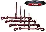 Mytee Products (4 Pack) 3/8"-1/2" Heavy Duty Ratchet Lever Load Binder w/Grab Hooks 9,200 Lbs Working Load Limit - Red | Tie Down Hauling Chain Binders for Flatbed Truck Trailer