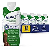 Ensure 100% Plant-Based Vegan Protein Nutrition Shakes with 20g Fava Bean and Pea Protein, Chocolate, 11 Fl Oz, 12 Count
