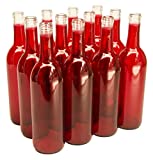 North Mountain Supply - W5-RD 750ml Glass Bordeaux Wine Bottle Flat-Bottomed Cork Finish - Case of 12 - Red W5 Red