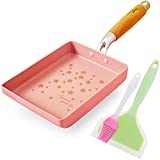 ROCKURWOK Japanese Omelette Pan Nonstick Tamagoyaki Egg Pan, Retangle Small Frying Pan, 7” x 5”, Pink