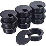 10 Packs Black Desk Cable Wire Grommet Cord, PC Computer Desk Plastic Grommet Cord, Tidy Cable Hole Cover Organizers (38 mm/ 1.5 Inch Mounting Hole Diameter)