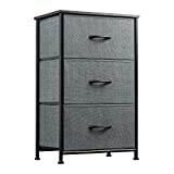 WLIVE Dresser with 3 Drawers, Fabric Nightstand, Organizer Unit, Storage Dresser for Bedroom, Hallway, Entryway, Closets, Sturdy Steel Frame, Wood Top, Easy Pull Handle, Charcoal Gray