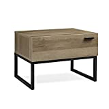 WLIVE 1 Drawer Nightstand, Wood Accent Table with Steel Frame, Side Table for Bedroom, Gray Oak