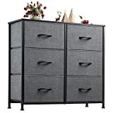 WLIVE Dresser with 6 Drawers, Fabric Dresser, Tower Dresser for Bedroom, Hallway, Nursery, Entryway, Closets, Sturdy Metal Frame, Wood Tabletop, Easy Pull Handle, Charcoal Gray