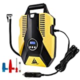 Digital Auto Tire Inflator, 12V DC Portable Air Compressor Pump for Car Tires, 150 PSI Auto Shut Off with Emergency LED Flasher, Long Cable for Car, Bicycle, Motocycle, Air Boat and Other Inflatables