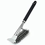 4VWIN Grill Brush and Scraper Perfect Cleaner & Scraper for Porcelain/Weber Gas/Charcoal Grill