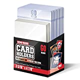 Semi Rigid Card Holder – 50 Card Holders for Trading Cards and 50 Penny Sleeves – Pokemon, Baseball Card Holder - Baseball Card Sleeves -3-5/16" x 4-7/8" Including 1/2" Lip - Trading Card Sleeves