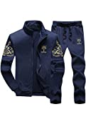 Lavnis Men's Casual Tracksuit Full Zip Running Jogging Athletic Sports Jacket and Pants Set Blue XL