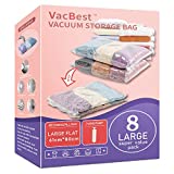 Vacuum Storage Space Saver Bags for Clothes, 8-Pack Large Vacuum Sealer Bags for Clothes and Pillows (8 Large)
