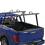 StarONE Universal Aluminum Adjustable Pickup Truck Bed Ladder Rack with Ladder Stops