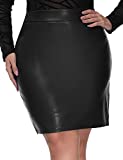 Hanna Nikole Elegant Skirt for Women Plus Size Knee Length with Zipper Wear to Work Skirts Black 24W