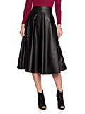 Women's Faux Leather Flare Skirt, 3X, Black