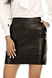 Fahsyee Women's Faux Leather Skirt, Hip High Waisted Stretchy Zipper Mini A-Line Pencil Short Plus Size S Black