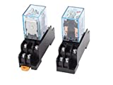 XJS 2 Pcs (AC220-240V) Coil 8Pin DPDT Electromagnetic Power Relay w Socket Base