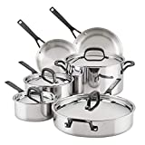 KitchenAid 5-Ply Clad Stainless Steel Cookware Pots and Pans Set, 10 Piece, Polished Stainless