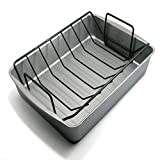 G & S Metal Products Company OvenStuff Nonstick Roasting Pan with Rack, Large, Gray