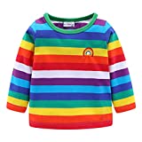 LittleSpring Baby Boy Halloween T-Shirts Long Sleeve Rainbow Stripes 18-24 Months