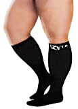 Zeta Socks XXXL Wide Plus Size Calf Compression, Soothing Comfy Gradient Support, Prevents Swelling, Pain, Edema, DVT, Large Cuffs, Stretch to 26 Inches, Unisex, for Flights (Black, XXXL)