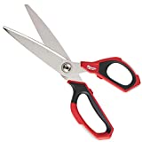 Milwaukee 48-22-4041 Iron Carbide Core Large-Looped Straight Jobsite Scissors w/ Onboard Ruler Markings and Index Finger Groove